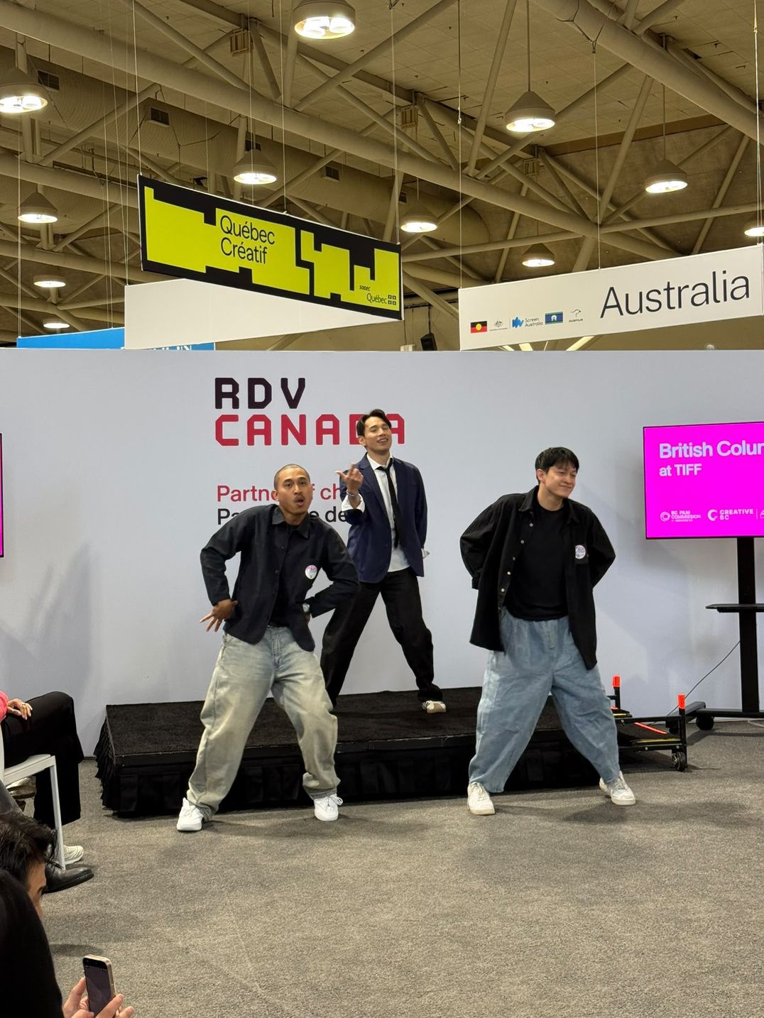 Jonathan Wong and dancers performing at the Canadian Pavilion